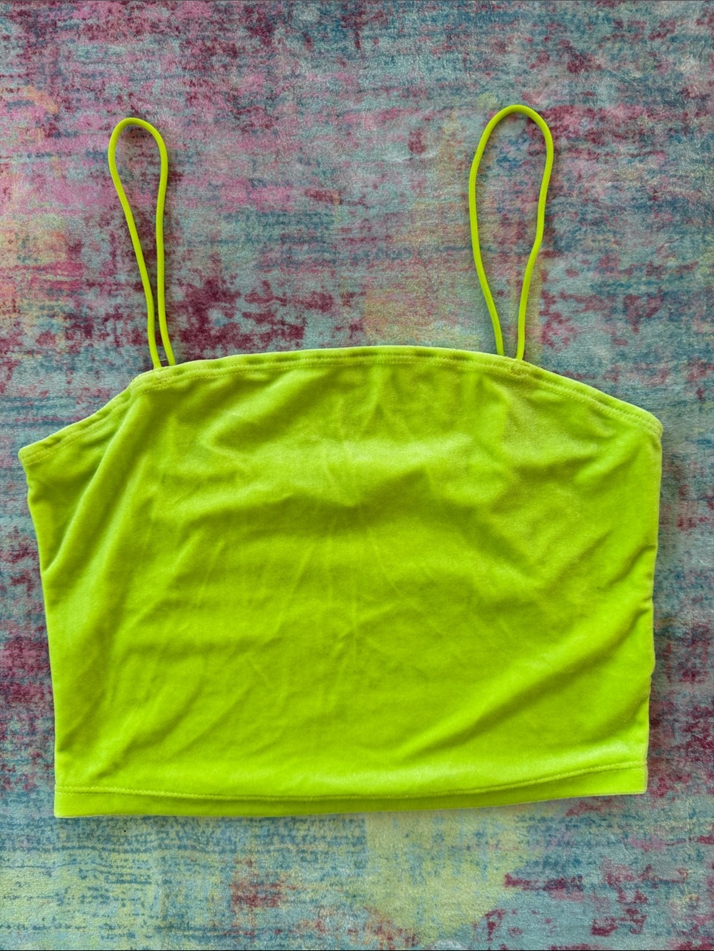 SHEIN Neon Lime Spaghetti Strap Crop Cami